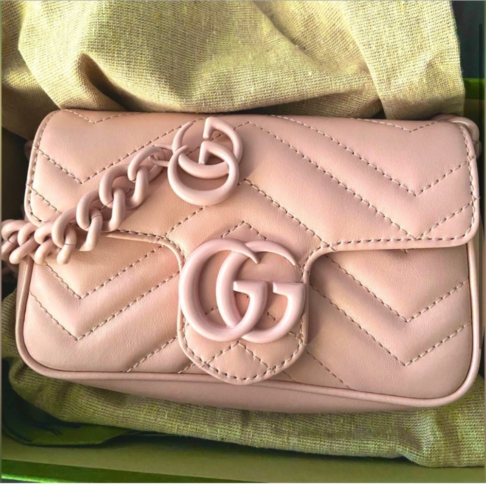 AUTHENTIC GUCCI bag Belt/Shoulder bag leather GG Mormont mini (NOT nano) .